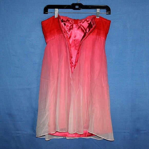 BCBGMAXAZRIA Strapless Ombre Cocktail Dress - Women's Size 4 - Red to Pink - Emb - Picture 8 of 13